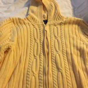 Lands’ End yellow zip cardigan